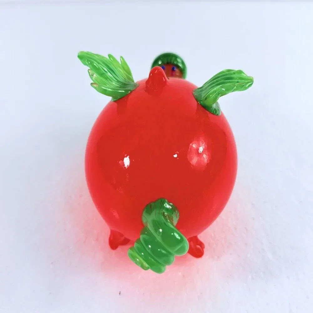 Handmade Blown Glass Flying Pig W/ Wings Orange & Green Art Animal Decor